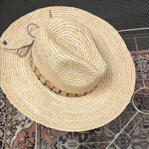 Peter Grimm Natural Straw Sun Hat with Feathered Band
